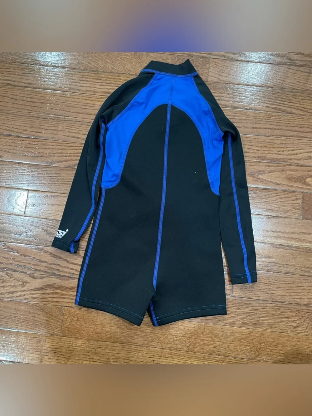 Cressi Kid’s Black and Blue Long-Sleeve Swim Rash Guard - Front Zip